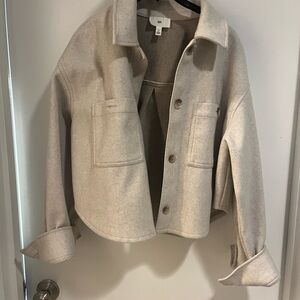 bp Cropped Shacket in Light Beige/Gray